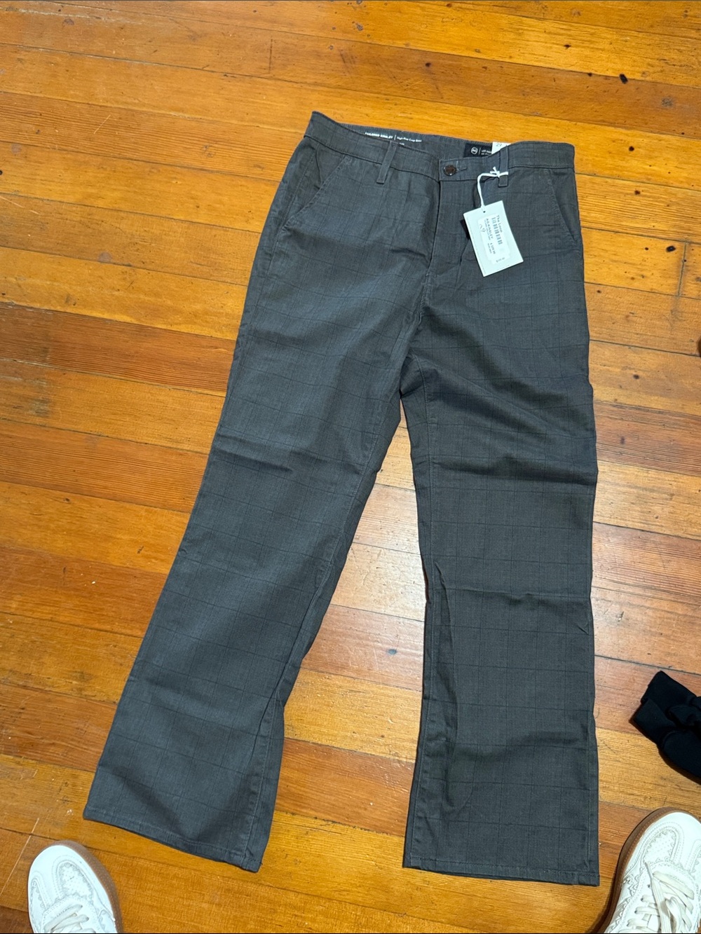 Men's Charcoal Plaid Chinos - Unknown Brand